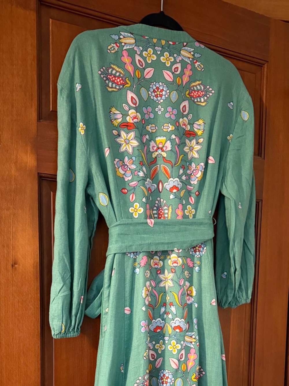 Boden Green Floral Maxi Dress with Multi-Color Embroidery - Picture 4 of 7